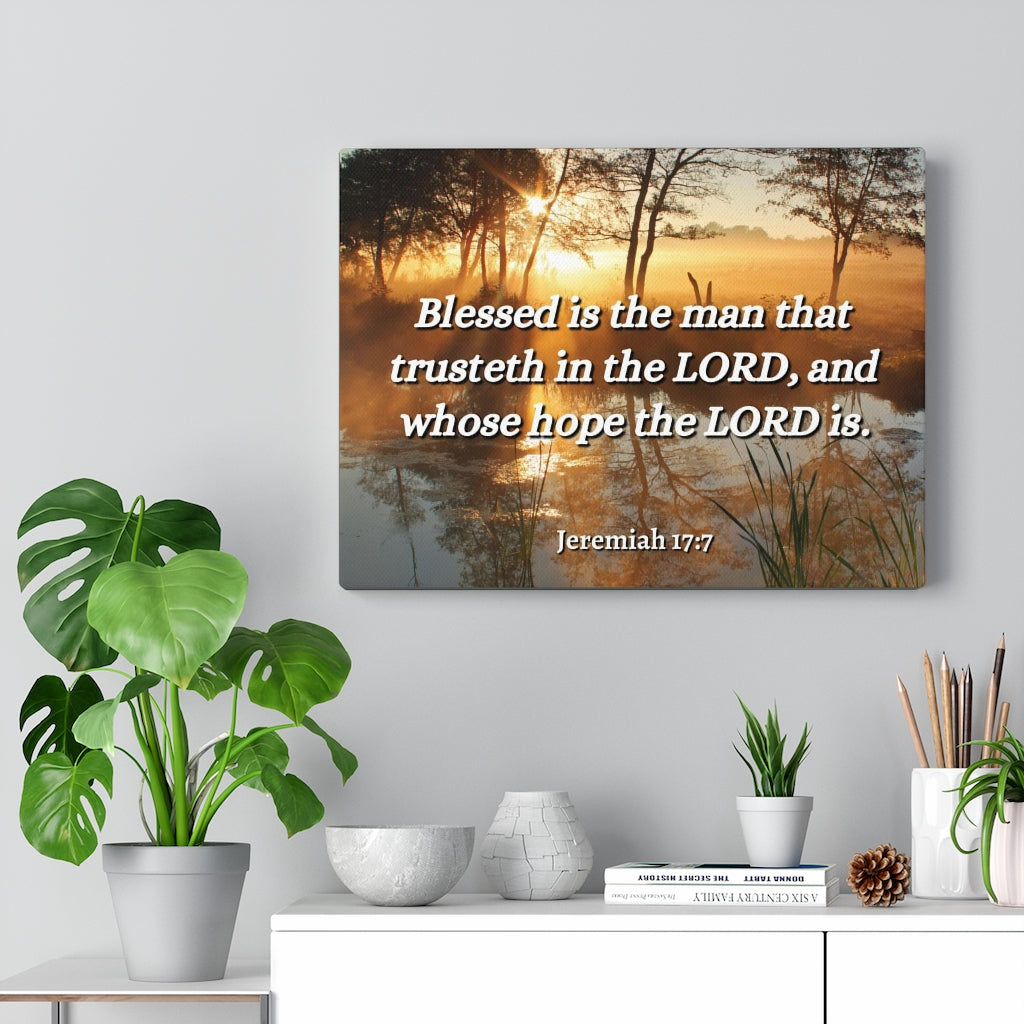 Trusteth Jeremiah 17:7 Bible Verse Canvas Christian Wall Art Ready to Hang Unframed-Express Your Love Gifts