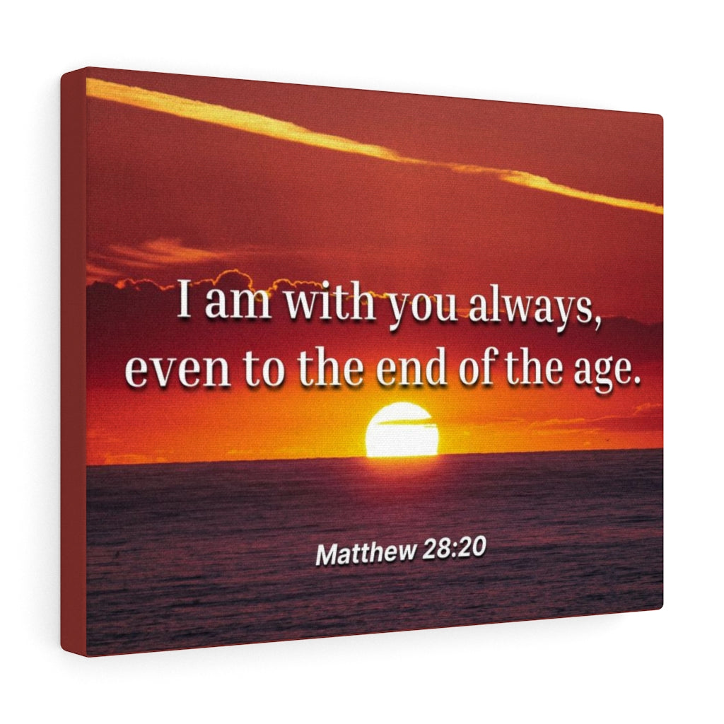 Unto The End Matthew 28:20 Bible Verse Canvas Christian Wall Art Ready to Hang Unframed-Express Your Love Gifts