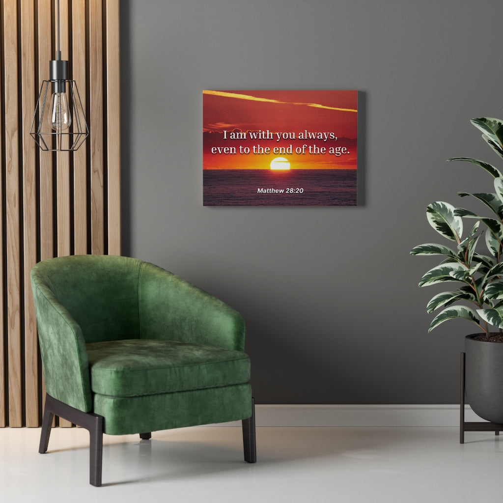 Unto The End Matthew 28:20 Bible Verse Canvas Christian Wall Art Ready to Hang Unframed-Express Your Love Gifts