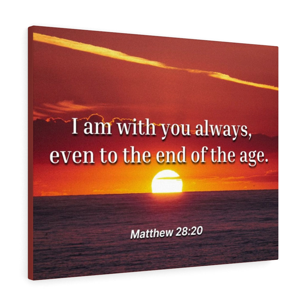 Unto The End Matthew 28:20 Bible Verse Canvas Christian Wall Art Ready to Hang Unframed-Express Your Love Gifts