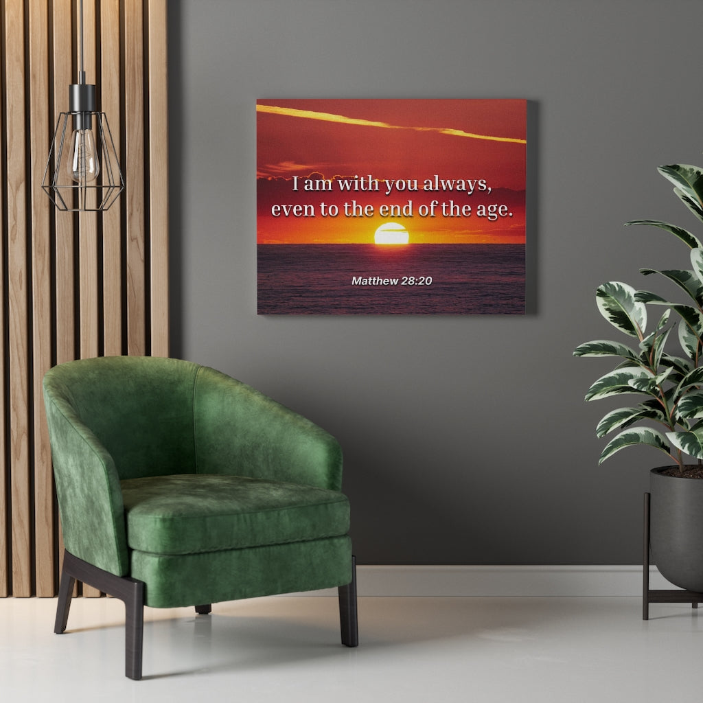 Unto The End Matthew 28:20 Bible Verse Canvas Christian Wall Art Ready to Hang Unframed-Express Your Love Gifts