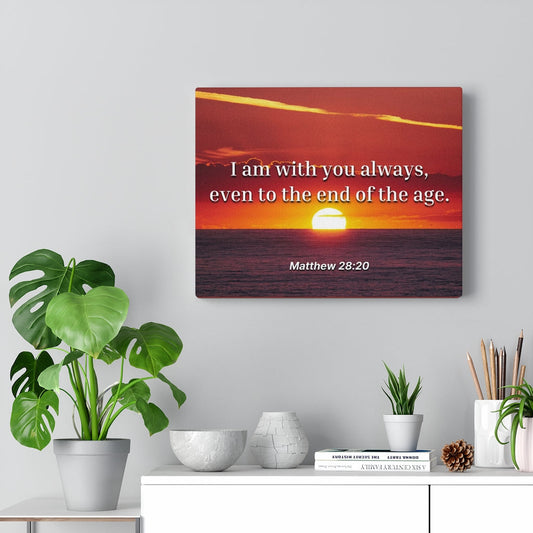 Unto The End Matthew 28:20 Bible Verse Canvas Christian Wall Art Ready to Hang Unframed-Express Your Love Gifts