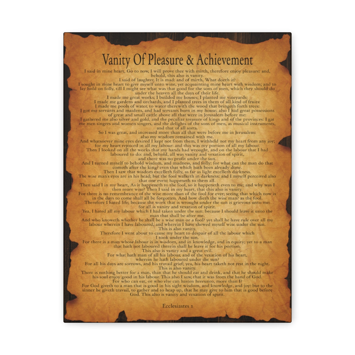 Scripture Walls Ecclesiastes 2 Chapter Gold Brown Bible Verse Canvas Christian Wall Art Ready to Hang Unframed-Express Your Love Gifts