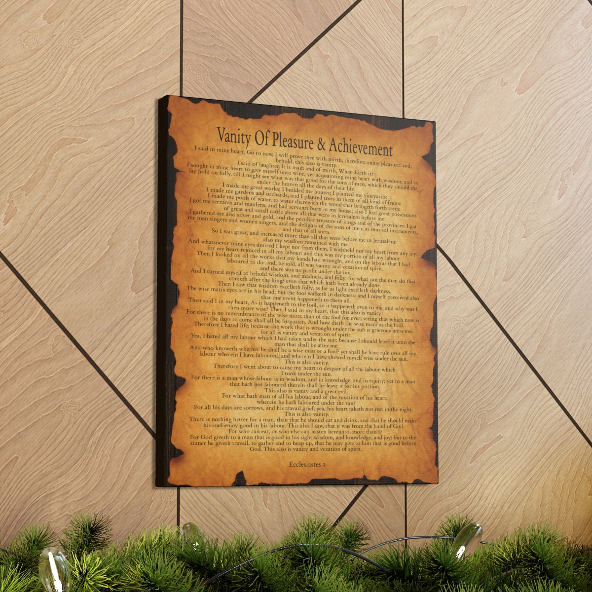 Scripture Walls Ecclesiastes 2 Chapter Gold Brown Bible Verse Canvas Christian Wall Art Ready to Hang Unframed-Express Your Love Gifts