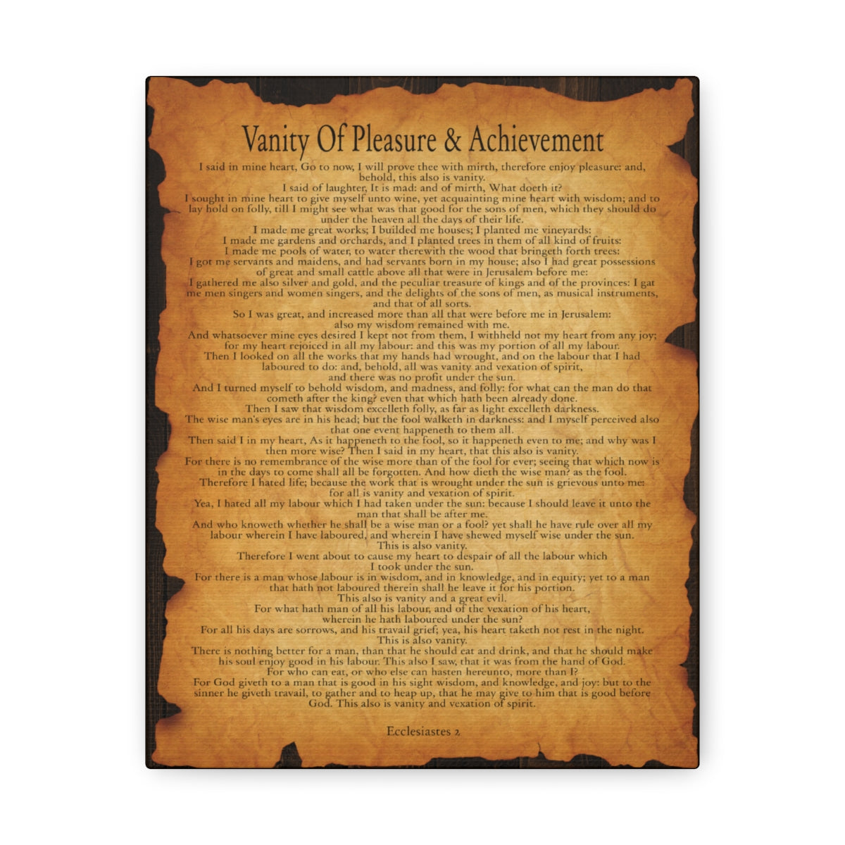 Scripture Walls Ecclesiastes 2 Chapter Gold Brown Bible Verse Canvas Christian Wall Art Ready to Hang Unframed-Express Your Love Gifts