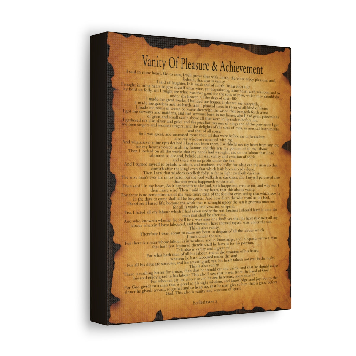 Scripture Walls Ecclesiastes 2 Chapter Gold Brown Bible Verse Canvas Christian Wall Art Ready to Hang Unframed-Express Your Love Gifts