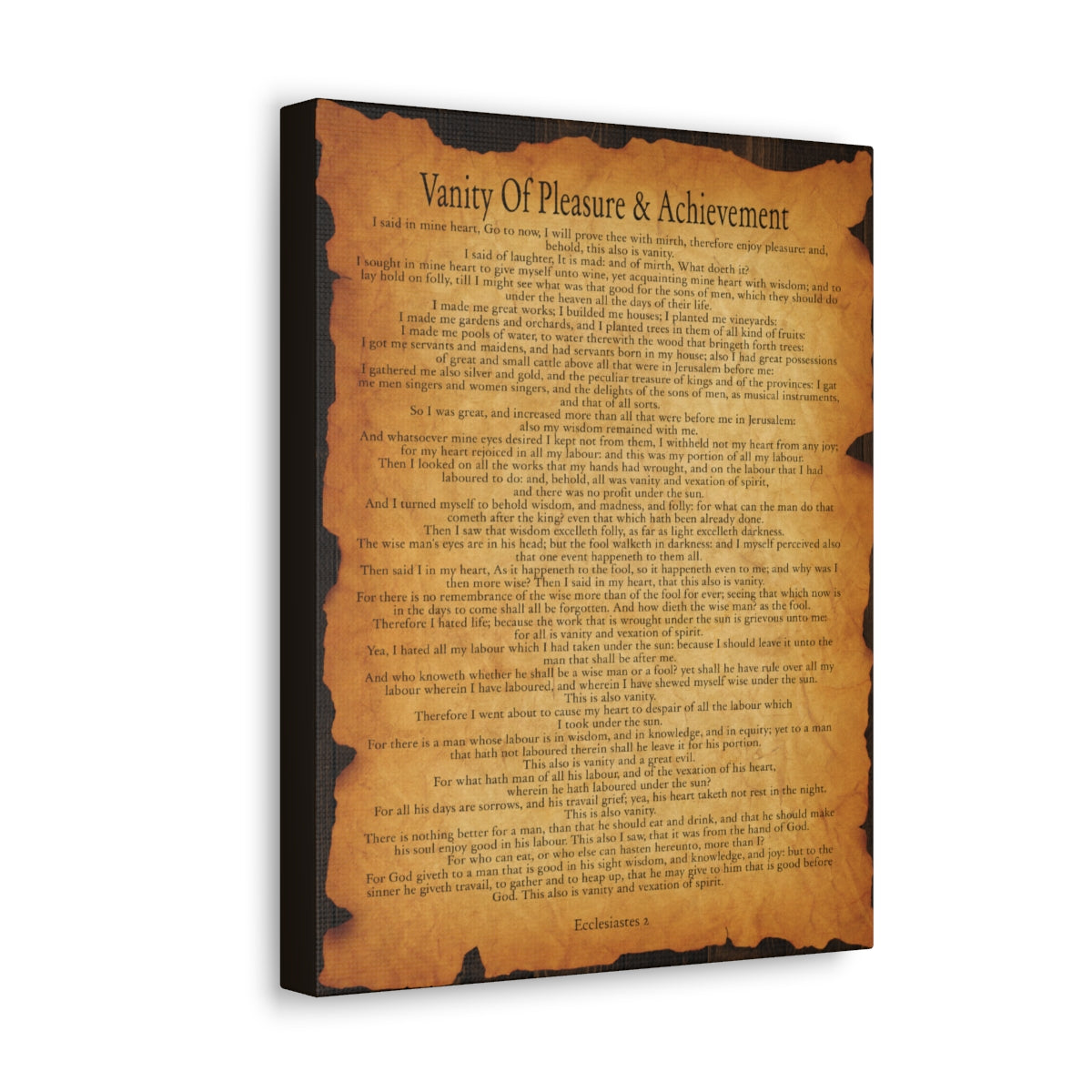 Scripture Walls Ecclesiastes 2 Chapter Gold Brown Bible Verse Canvas Christian Wall Art Ready to Hang Unframed-Express Your Love Gifts