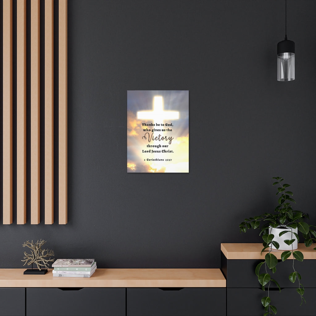 Scripture Walls Victory In Christ 1 Corinthians 15:57 Bible Verse Canvas Christian Wall Art Ready to Hang Unframed-Express Your Love Gifts