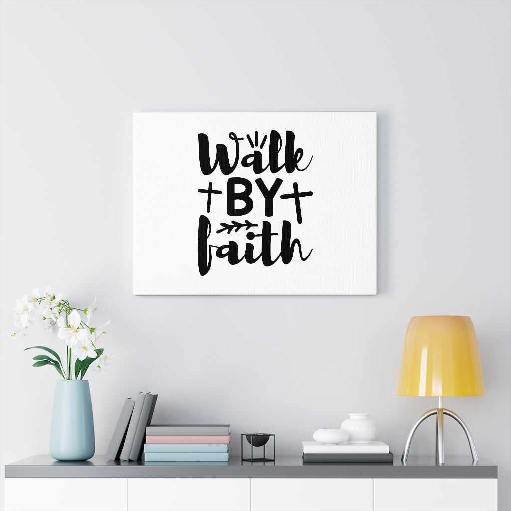Walk By Faith Cross Bible Verse Canvas Christian Wall Art Ready to Hang Unframed-Express Your Love Gifts