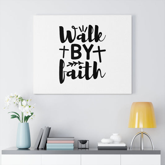 Walk By Faith Cross Bible Verse Canvas Christian Wall Art Ready to Hang Unframed-Express Your Love Gifts