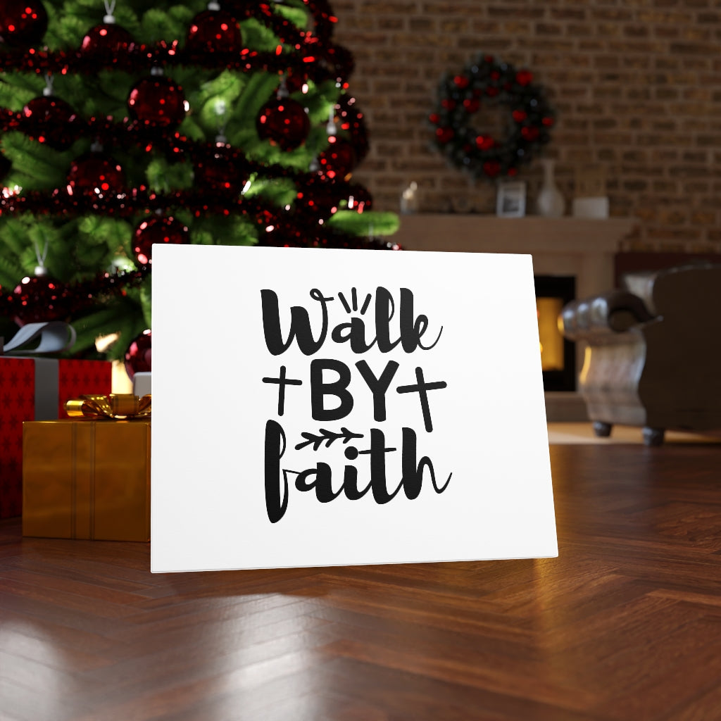 Walk By Faith Cross Bible Verse Canvas Christian Wall Art Ready to Hang Unframed-Express Your Love Gifts