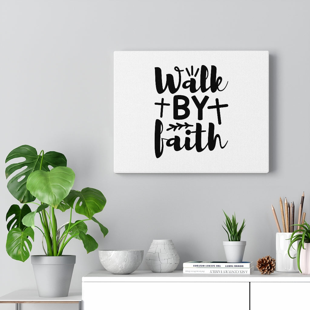 Walk By Faith Cross Bible Verse Canvas Christian Wall Art Ready to Hang Unframed-Express Your Love Gifts
