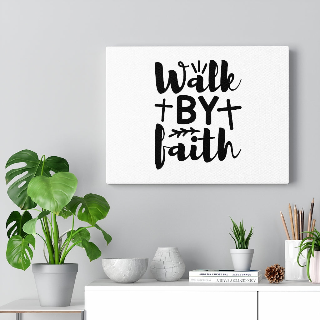 Walk By Faith Cross Bible Verse Canvas Christian Wall Art Ready to Hang Unframed-Express Your Love Gifts