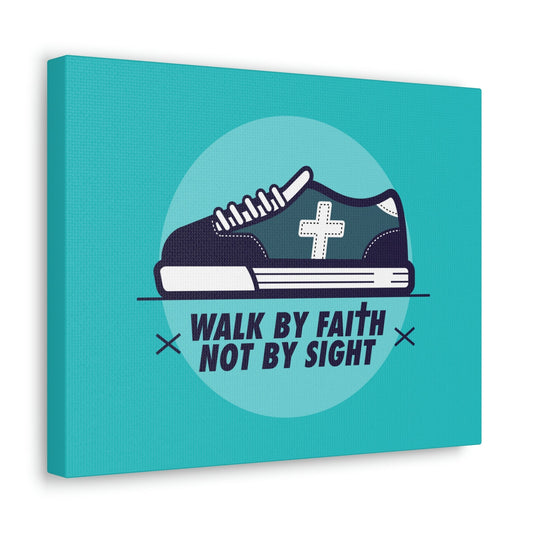 Walk By Faith Not By Sight 2 Corinthians 5:7 Blue Shoes Christian Wall Art Bible Verse Print Ready to Hang Unframed-Express Your Love Gifts