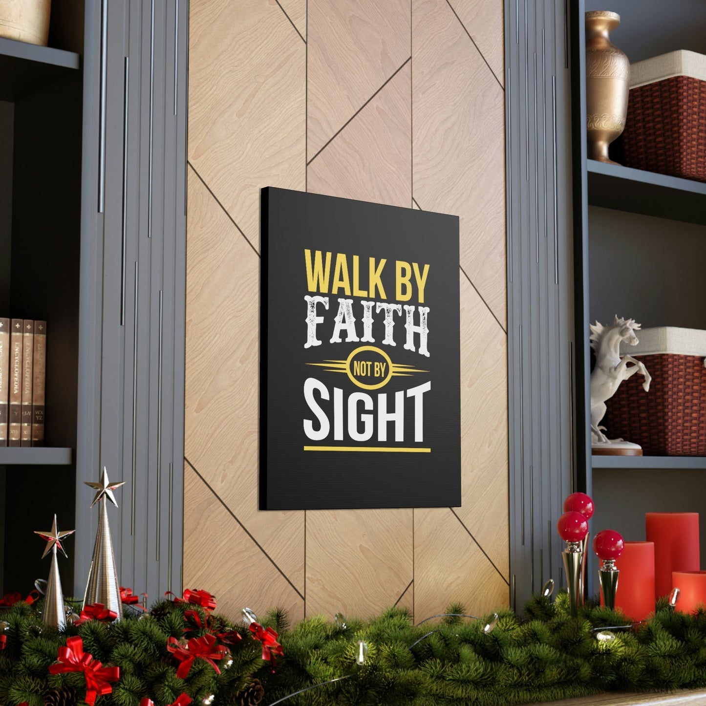 Walk By Faith Not By Sight 2 Corinthians 5:7 Orange Christian Wall Art Bible Verse Print Ready to Hang Unframed-Express Your Love Gifts
