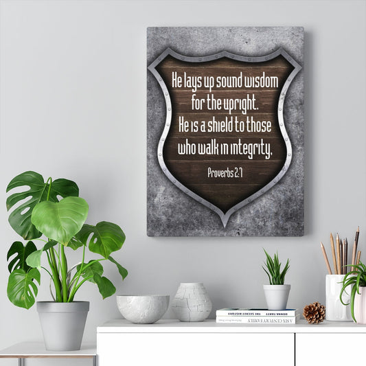 Scripture Walls Walk in Integrity Proverbs 2:7 Scripture Bible Verse Canvas Christian Wall Art Ready to Hang Unframed-Express Your Love Gifts