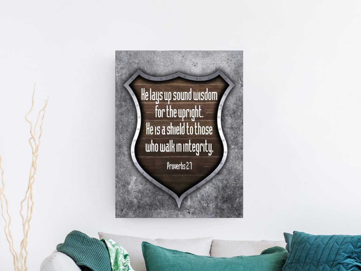 Scripture Walls Walk in Integrity Proverbs 2:7 Scripture Bible Verse Canvas Christian Wall Art Ready to Hang Unframed-Express Your Love Gifts