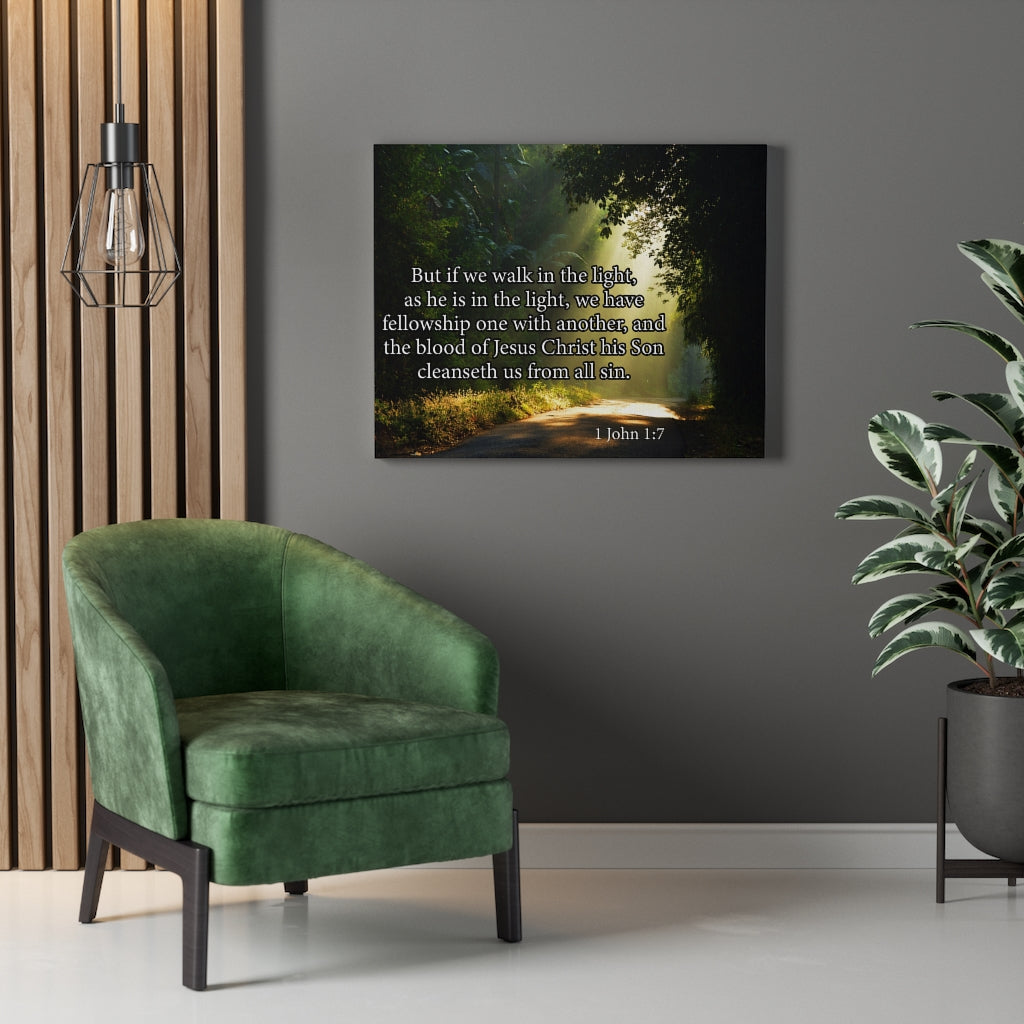 Scripture Walls Walk in The Light 1 John 1:7 Bible Verse Canvas Christian Wall Art Ready to Hang Unframed-Express Your Love Gifts