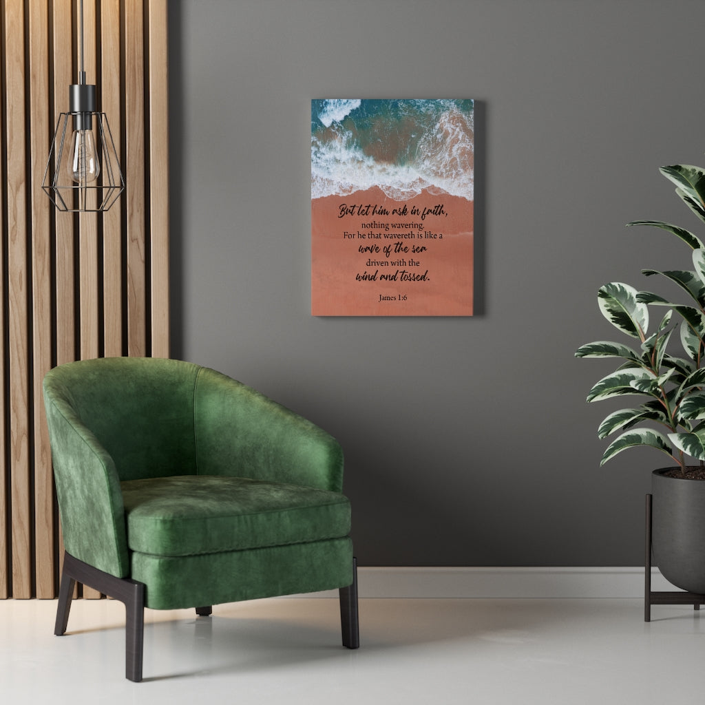 Scripture Walls Wave of the Sea James 1:6 Bible Verse Canvas Christian Wall Art Ready to Hang Unframed-Express Your Love Gifts