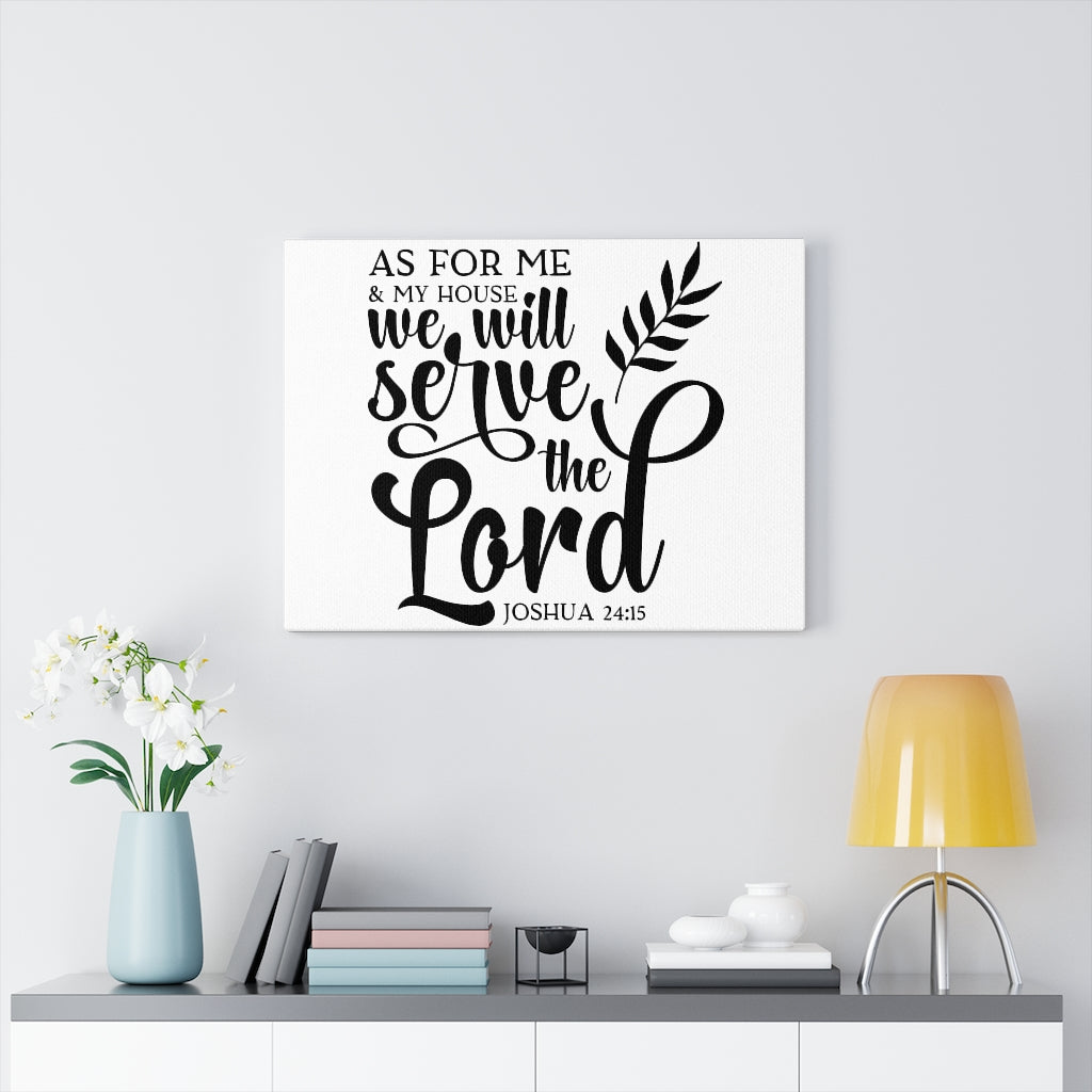 Scripture Walls We Will Serve The Lord Joshua 24:15 White Bible Verse Canvas Christian Wall Art Ready to Hang Unframed-Express Your Love Gifts