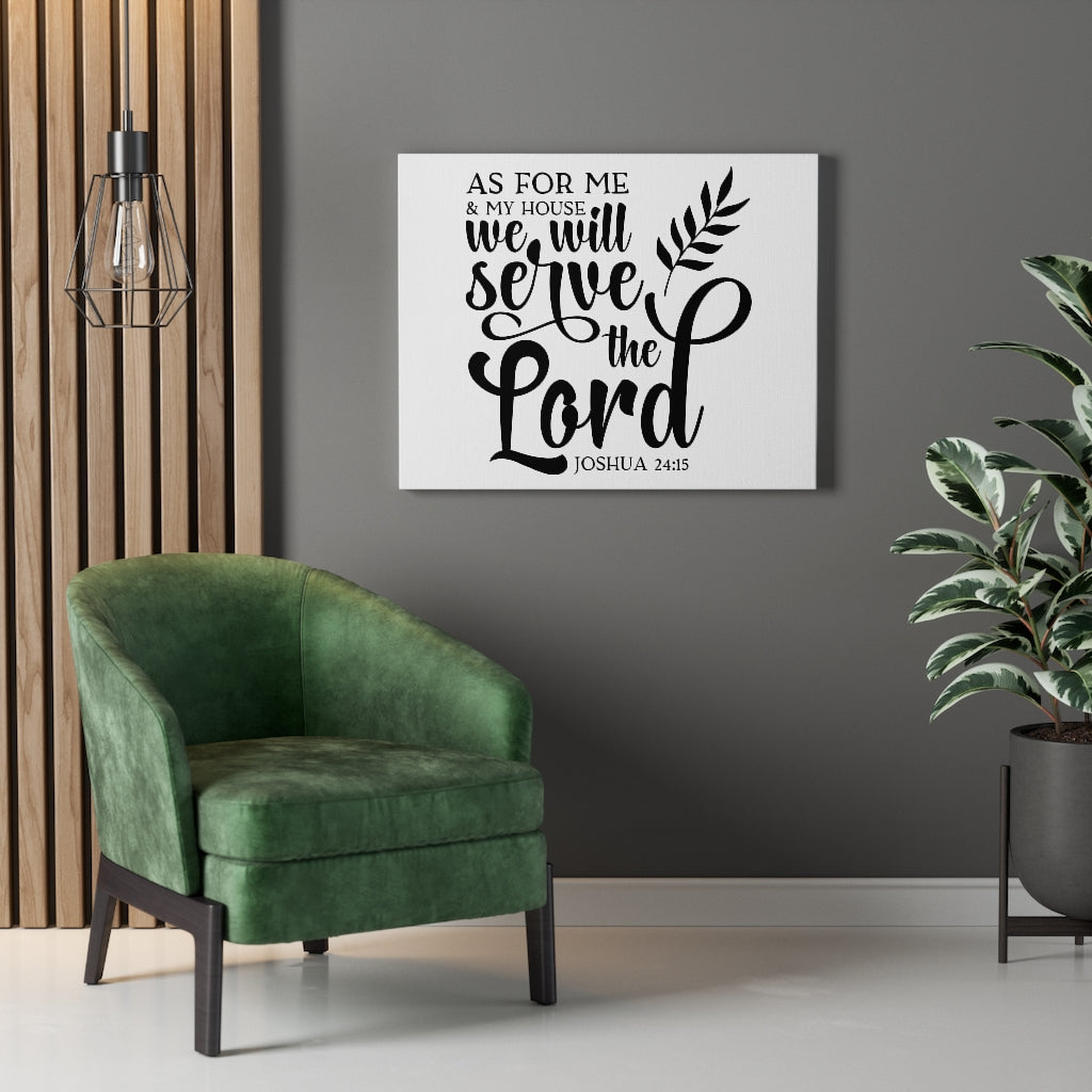Scripture Walls We Will Serve The Lord Joshua 24:15 White Bible Verse Canvas Christian Wall Art Ready to Hang Unframed-Express Your Love Gifts