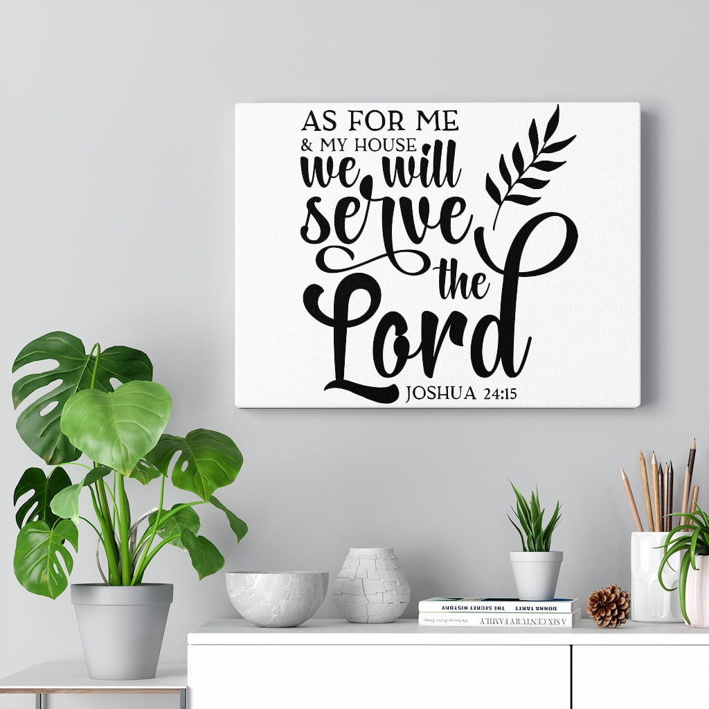 Scripture Walls We Will Serve The Lord Joshua 24:15 White Bible Verse Canvas Christian Wall Art Ready to Hang Unframed-Express Your Love Gifts