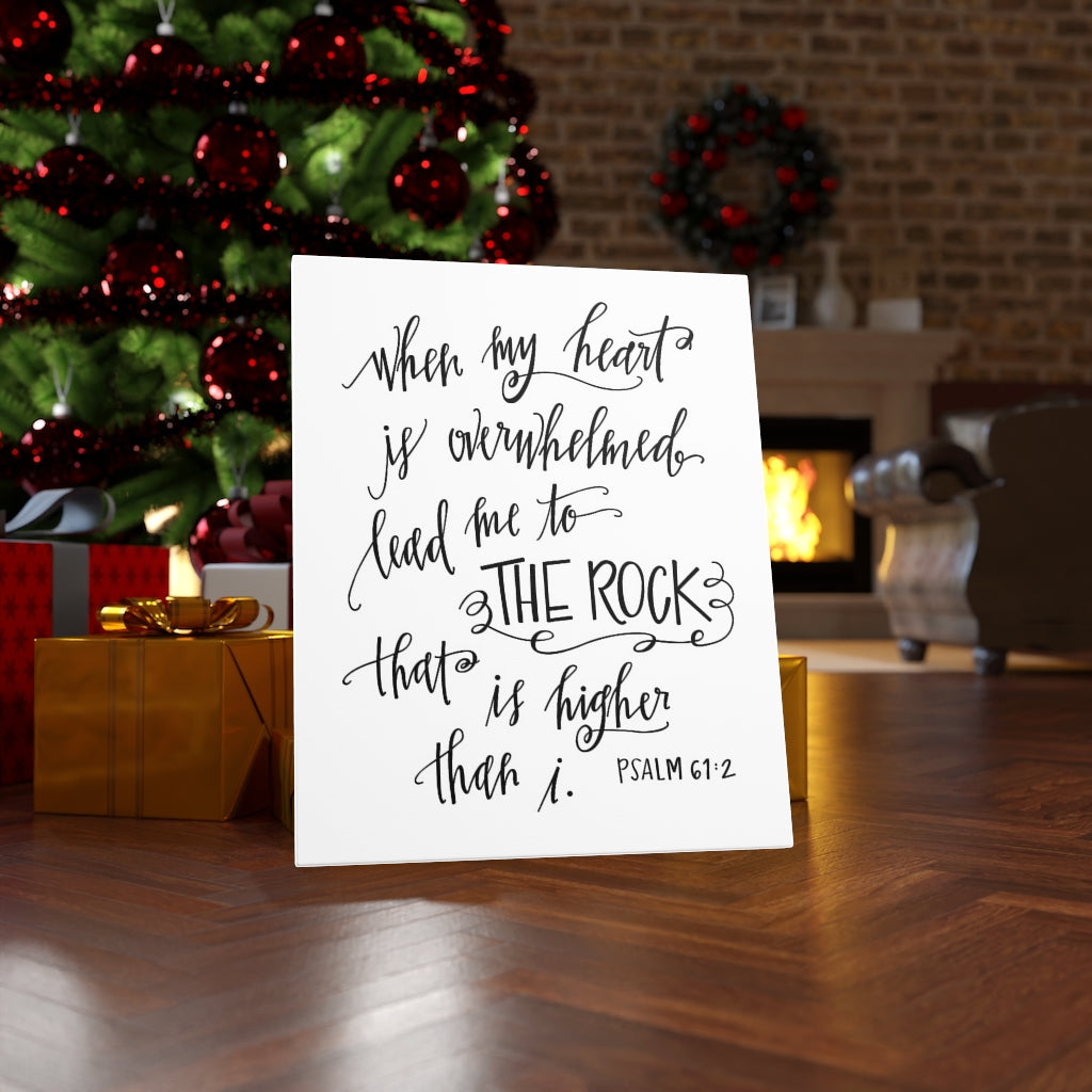 When My Heart Is Overwhelmed Psalm 61:2 Bible Verse Canvas Christian Wall Art Ready to Hang Unframed-Express Your Love Gifts