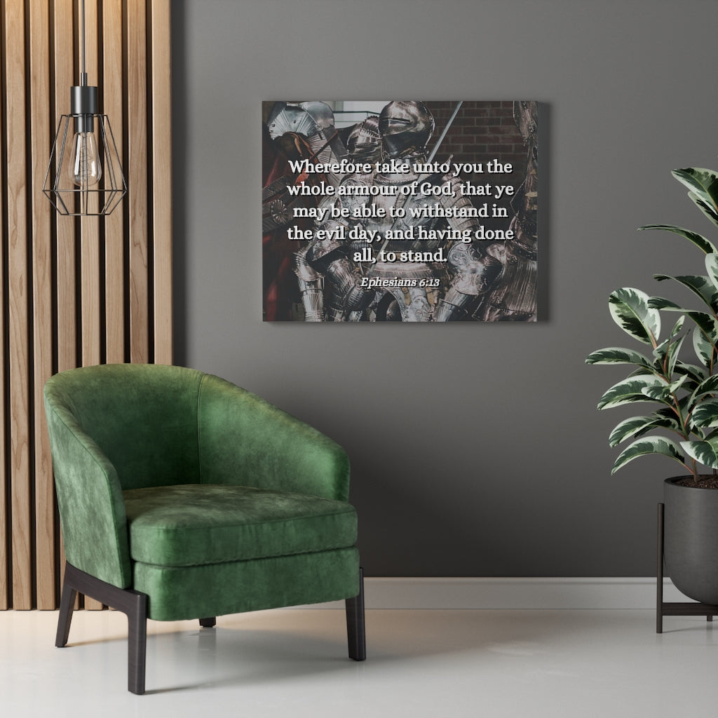 Whole Armour Ephesians 6:13 Bible Verse Canvas Christian Wall Art Ready to Hang Unframed-Express Your Love Gifts
