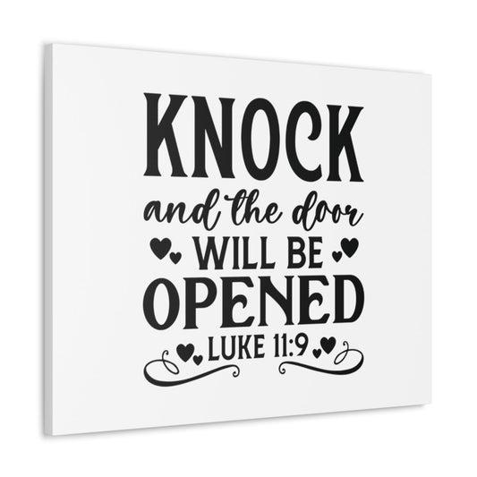 Scripture Walls Will Be Opened Luke 11:9 Hearts Bible Verse Canvas Christian Wall Art Ready to Hang Unframed-Express Your Love Gifts