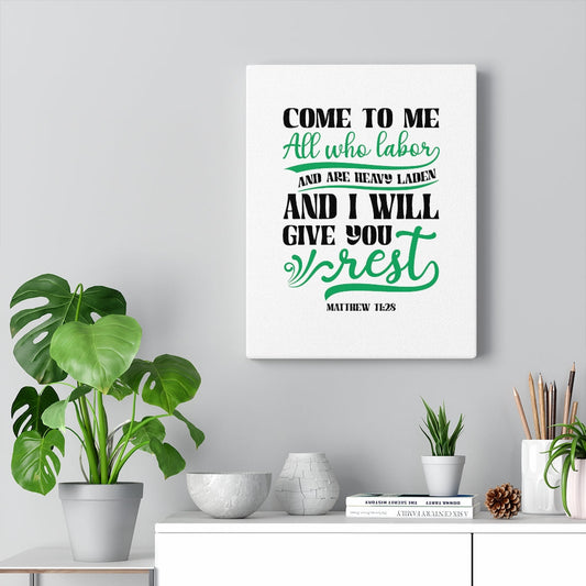 Will Give You Rest Matthew 11:28 Bible Verse Canvas Christian Wall Art Ready to Hang Unframed-Express Your Love Gifts