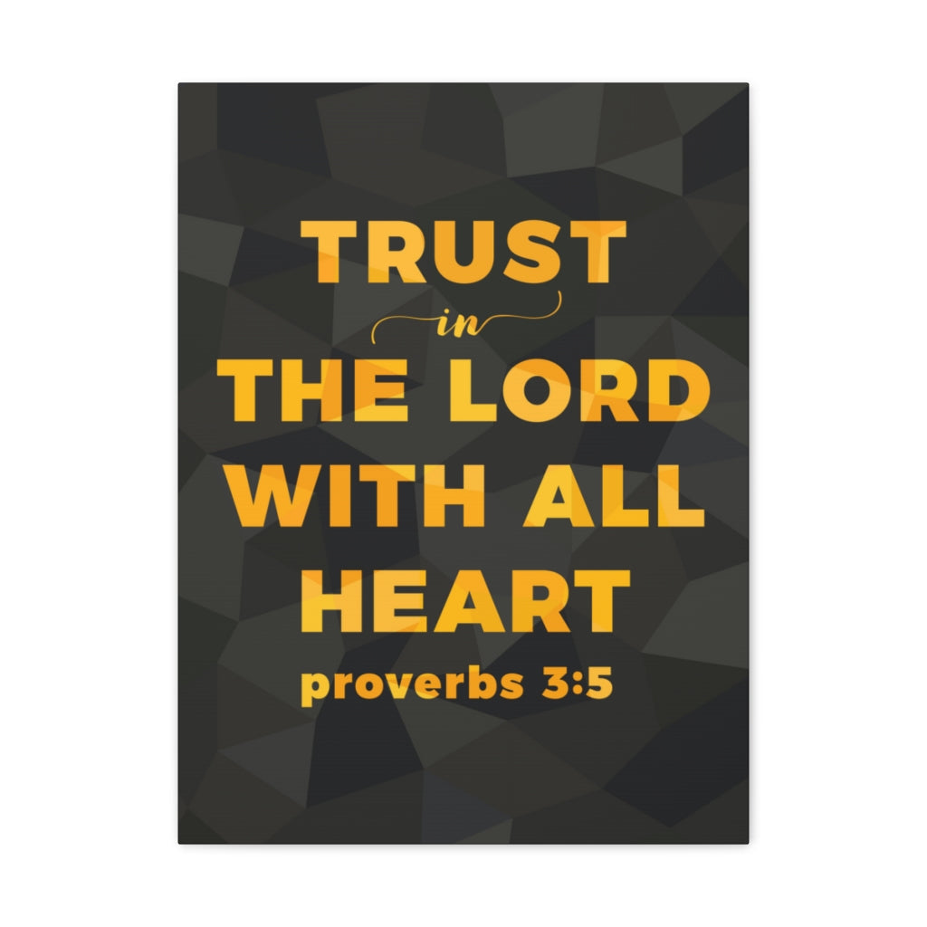 With All Heart Proverbs 3:5 Christian Wall Art Bible Verse Print Ready To Hang Unframed-Express Your Love Gifts