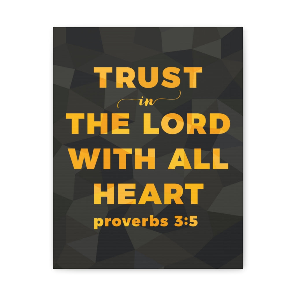 With All Heart Proverbs 3:5 Christian Wall Art Bible Verse Print Ready To Hang Unframed-Express Your Love Gifts
