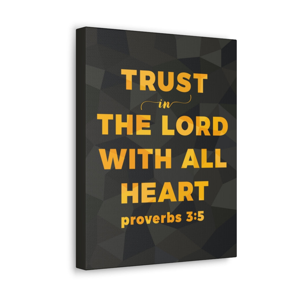 With All Heart Proverbs 3:5 Christian Wall Art Bible Verse Print Ready To Hang Unframed-Express Your Love Gifts
