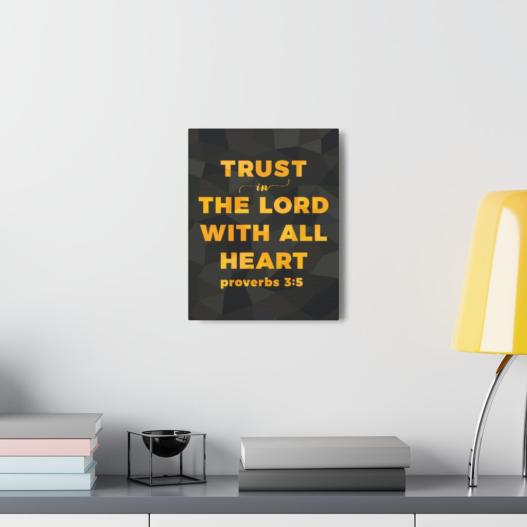 With All Heart Proverbs 3:5 Christian Wall Art Bible Verse Print Ready To Hang Unframed-Express Your Love Gifts