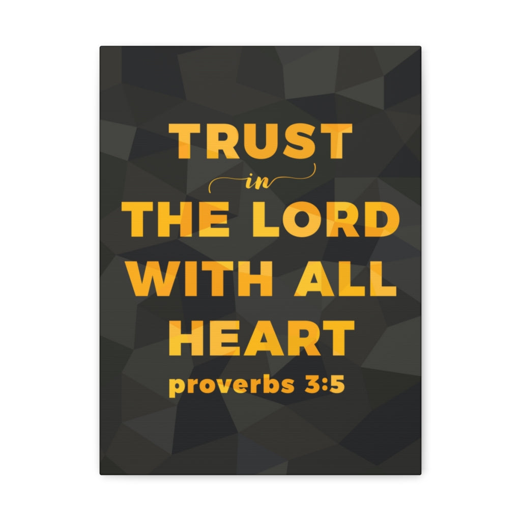 With All Heart Proverbs 3:5 Christian Wall Art Bible Verse Print Ready To Hang Unframed-Express Your Love Gifts