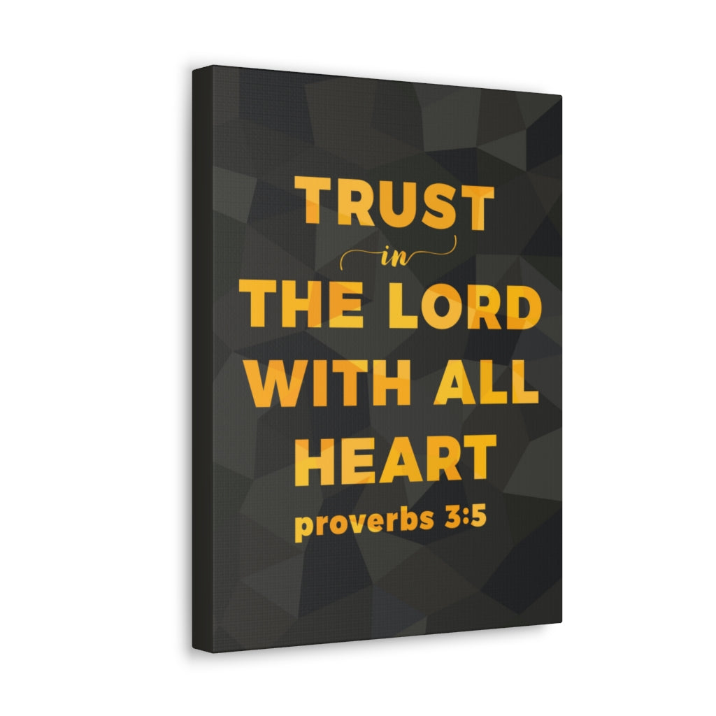 With All Heart Proverbs 3:5 Christian Wall Art Bible Verse Print Ready To Hang Unframed-Express Your Love Gifts