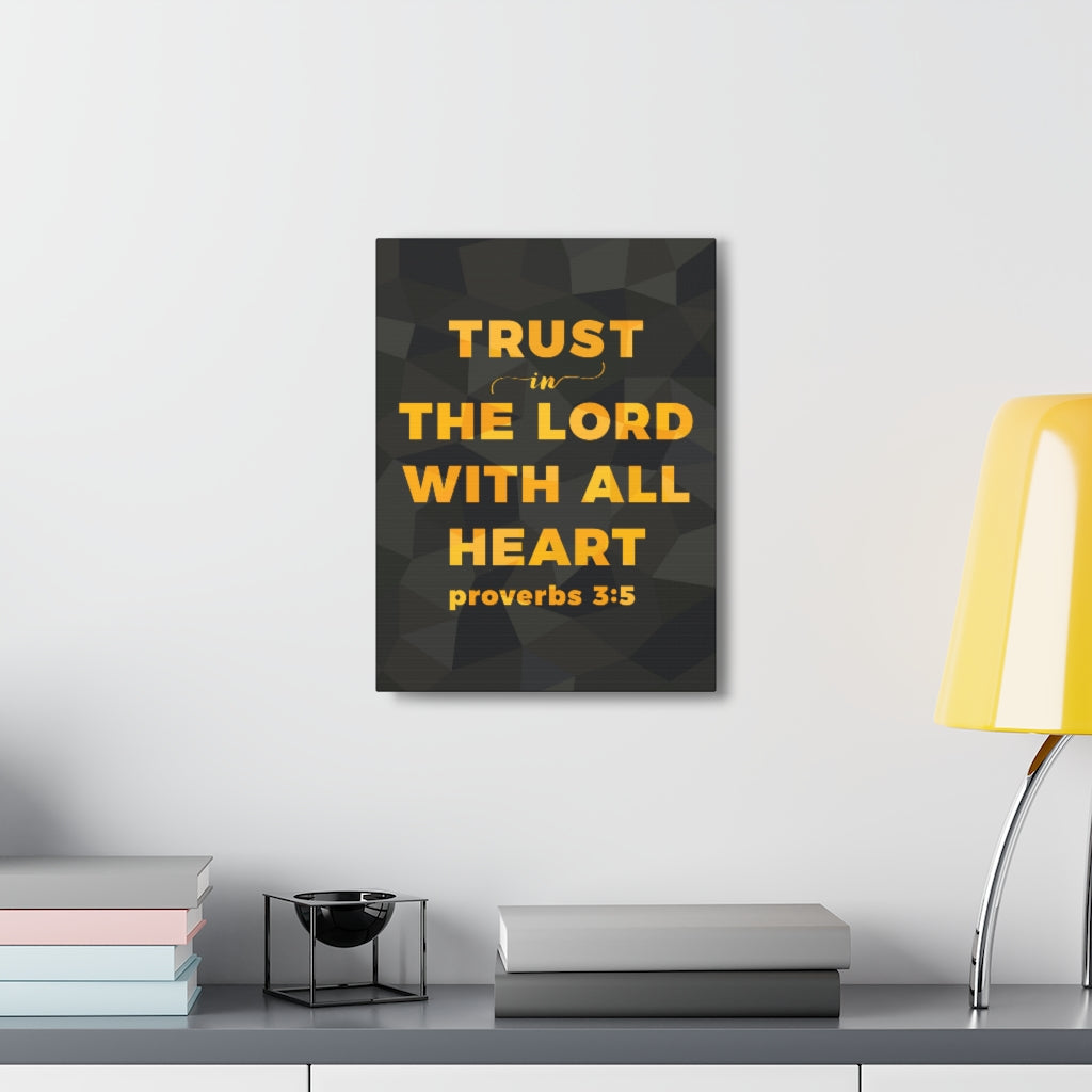 With All Heart Proverbs 3:5 Christian Wall Art Bible Verse Print Ready To Hang Unframed-Express Your Love Gifts