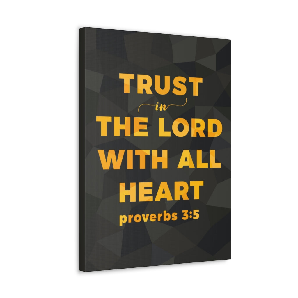 With All Heart Proverbs 3:5 Christian Wall Art Bible Verse Print Ready To Hang Unframed-Express Your Love Gifts