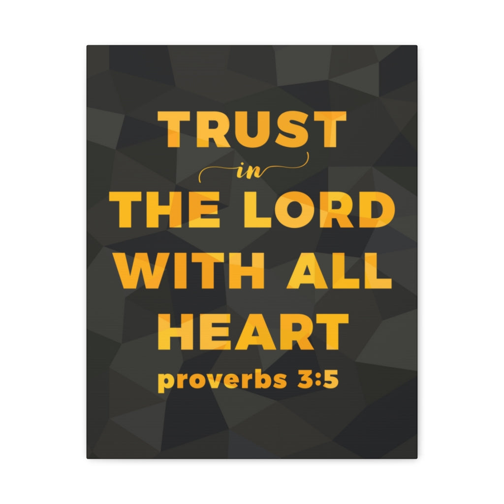 With All Heart Proverbs 3:5 Christian Wall Art Bible Verse Print Ready To Hang Unframed-Express Your Love Gifts