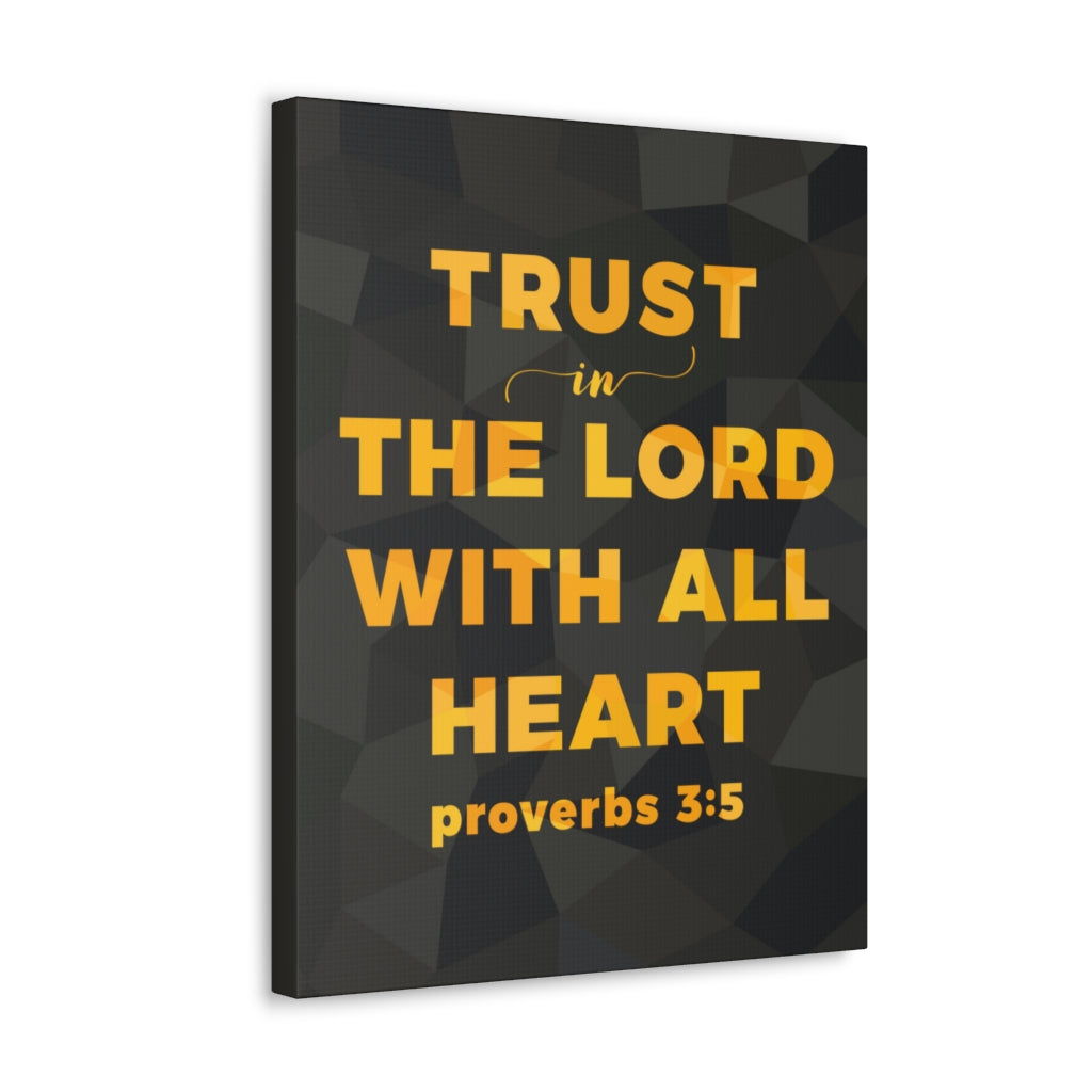 With All Heart Proverbs 3:5 Christian Wall Art Bible Verse Print Ready To Hang Unframed-Express Your Love Gifts
