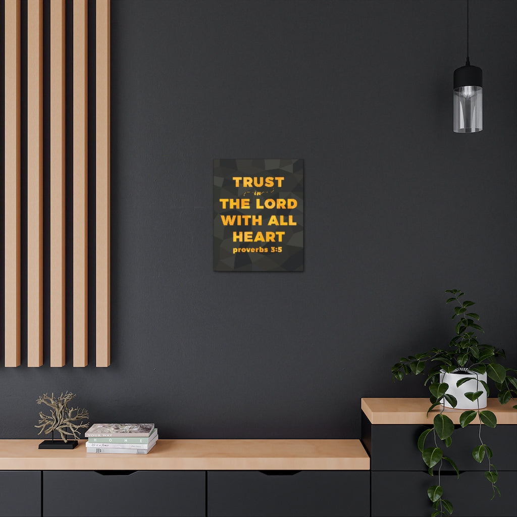 With All Heart Proverbs 3:5 Christian Wall Art Bible Verse Print Ready To Hang Unframed-Express Your Love Gifts