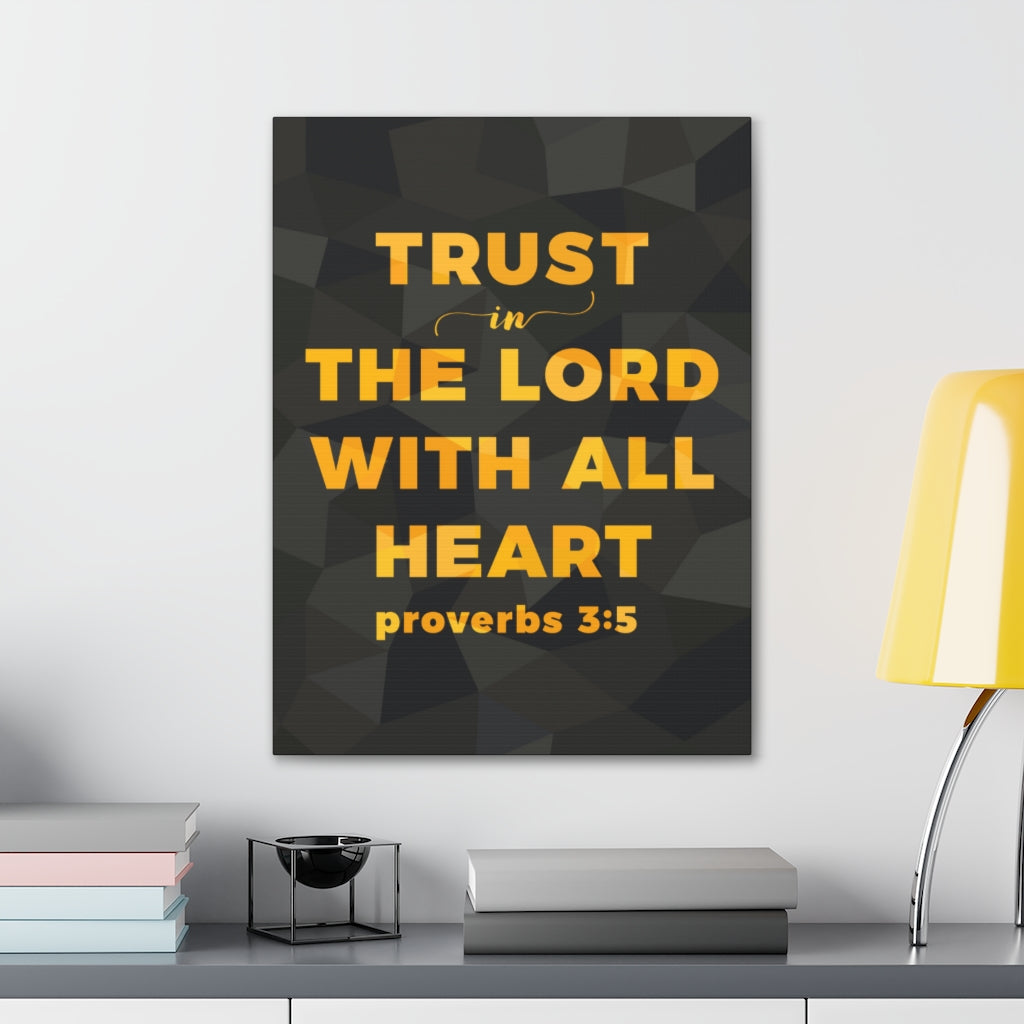 With All Heart Proverbs 3:5 Christian Wall Art Bible Verse Print Ready To Hang Unframed-Express Your Love Gifts