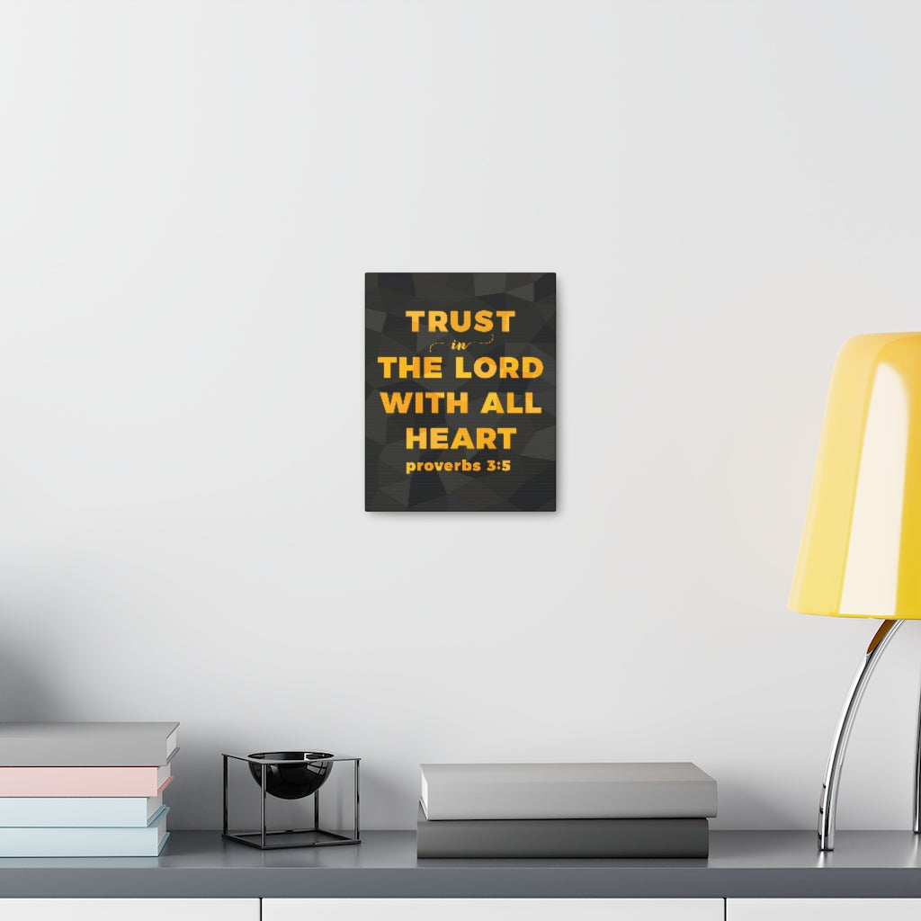 With All Heart Proverbs 3:5 Christian Wall Art Bible Verse Print Ready To Hang Unframed-Express Your Love Gifts