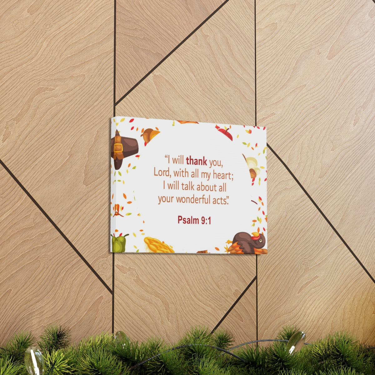 Scripture Walls With All My Heart Psalm 9:1 Bible Verse Canvas Christian Wall Art Ready to Hang Unframed-Express Your Love Gifts