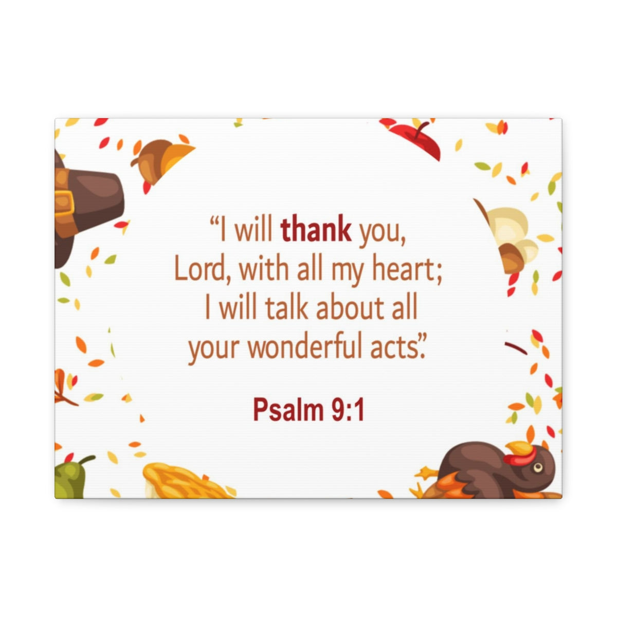 Scripture Walls With All My Heart Psalm 9:1 Bible Verse Canvas Christian Wall Art Ready to Hang Unframed-Express Your Love Gifts