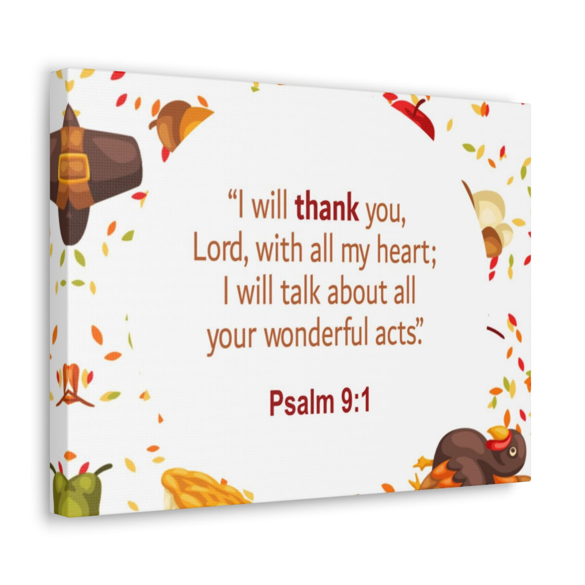 Scripture Walls With All My Heart Psalm 9:1 Bible Verse Canvas Christian Wall Art Ready to Hang Unframed-Express Your Love Gifts