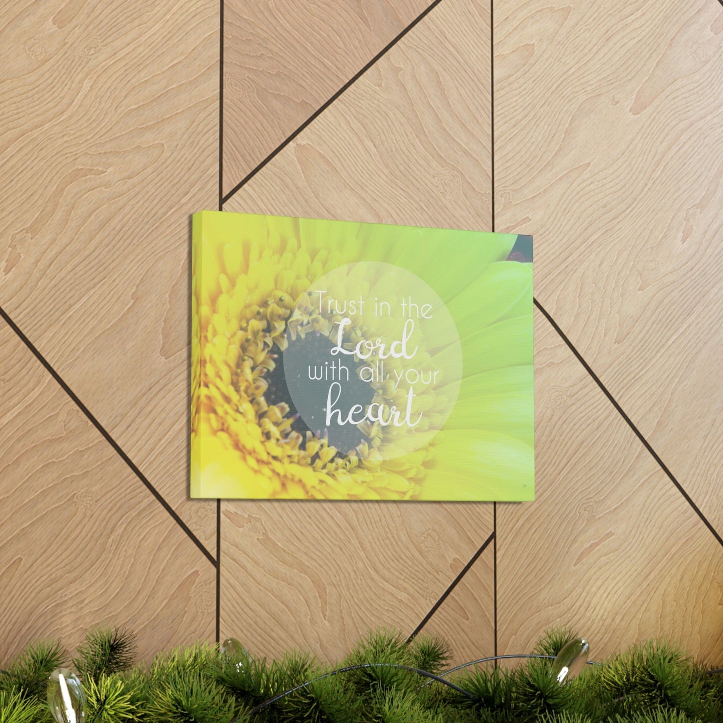 With All Your Heart Proverbs 3:5 Lime Flower Christian Wall Art Bible Verse Print Ready to Hang Unframed-Express Your Love Gifts