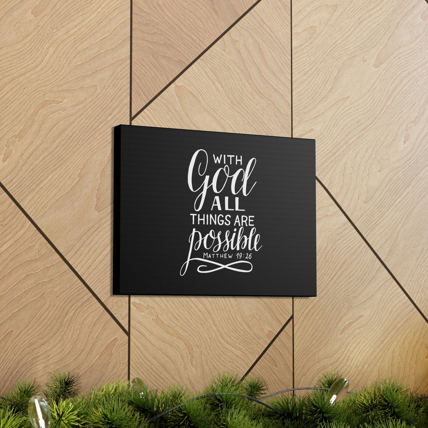 With God All Things Are Possible Matthew 19:26 Black Christian Wall Art Bible Verse Print Ready to Hang Unframed-Express Your Love Gifts