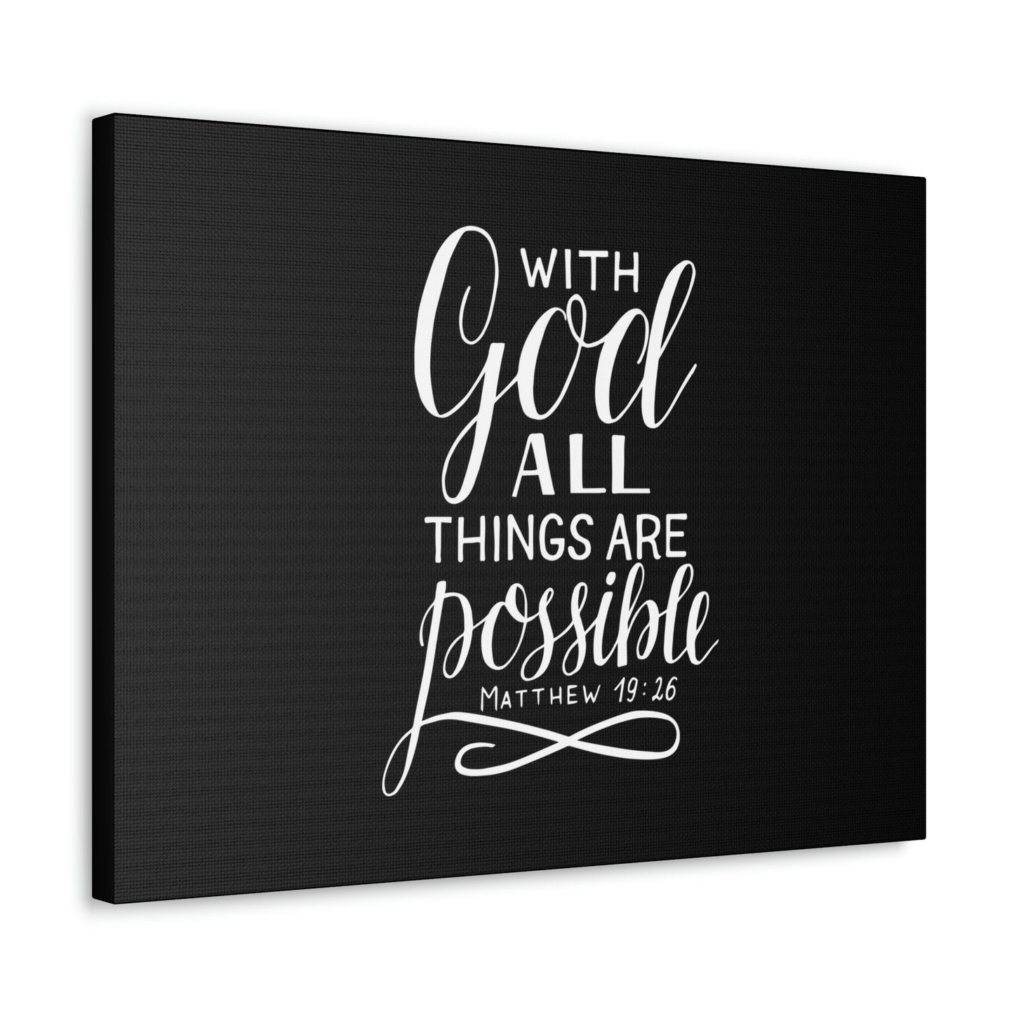 With God All Things Are Possible Matthew 19:26 Black Christian Wall Art Bible Verse Print Ready to Hang Unframed-Express Your Love Gifts
