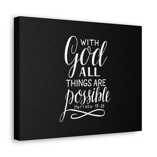 With God All Things Are Possible Matthew 19:26 Black Christian Wall Art Bible Verse Print Ready to Hang Unframed-Express Your Love Gifts